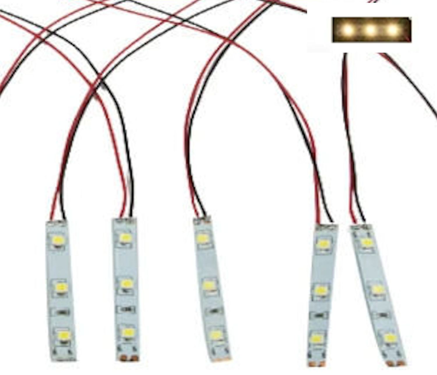 Pack of 5 Prewired LED Strips in Warm White, 50mm